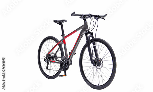 Isolated Hybrid Gent Mountain Bike With Black And Red Color