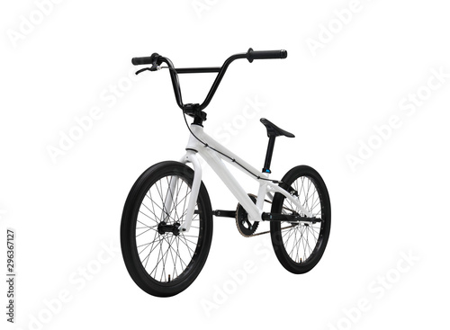 Isolated BMX bicycle with White frame in Perspective view