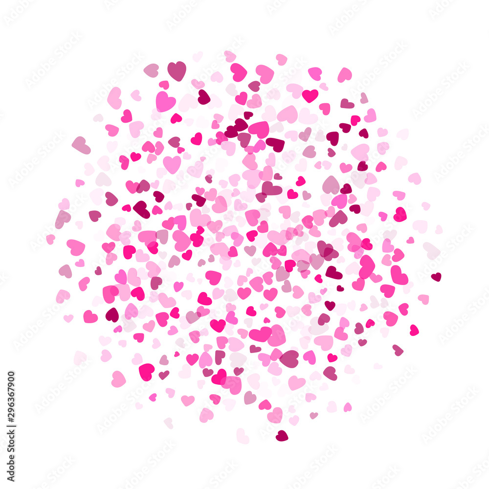 Hearts confetti flying vector background graphic design.