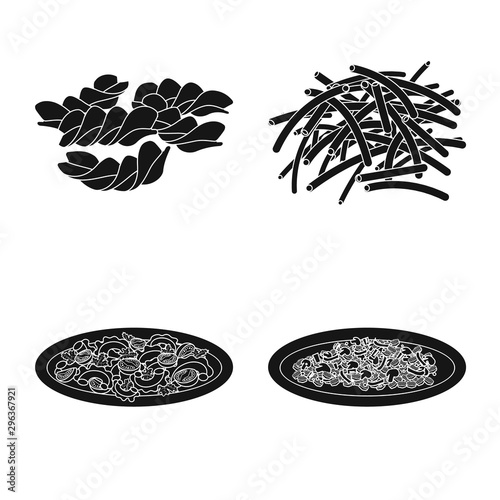 Vector design of pasta and carbohydrate logo. Set of pasta and macaroni stock vector illustration.