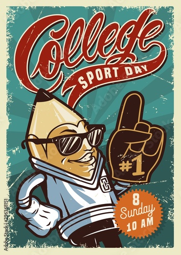 College sport day colorful poster