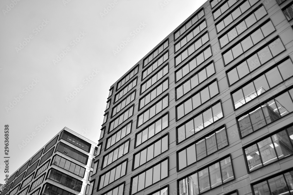 Modern city office building exterior. Black and white. Modern city office building exterior. Black and white.