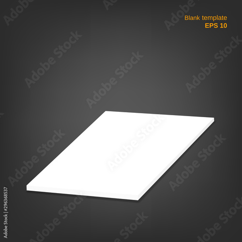 Vector stack of paper sheets. Illustration of empty white papers with shadows on grey background. It can be used as a mock up, templates and backgrounds for your own projects. EPS 10 file.