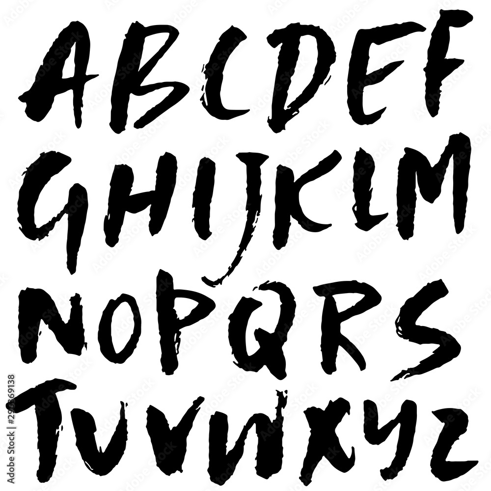 Hand drawn dry brush font. Modern brush lettering. Grunge style alphabet. Vector illustration. Hand drawn dry brush font. Modern brush lettering. Grunge style alphabet. Vector illustration.