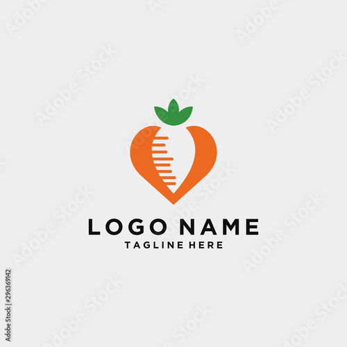Love carrot logo and icon design vector.  