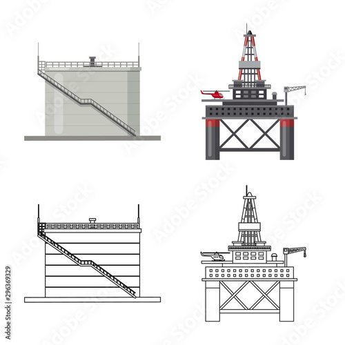 Vector illustration of oil and gas sign. Set of oil and petrol stock vector illustration.