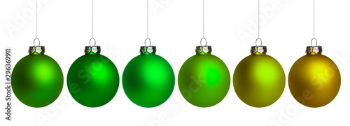 Bunte Weihnachtskugeln als Dekoration zu Weihnachten isoliert auf weißem Hint...