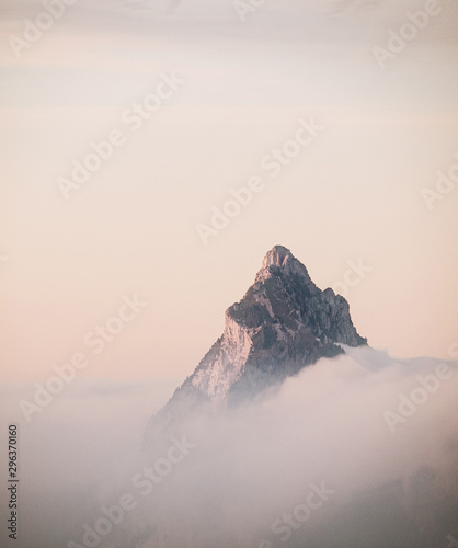Foggy mountain peak