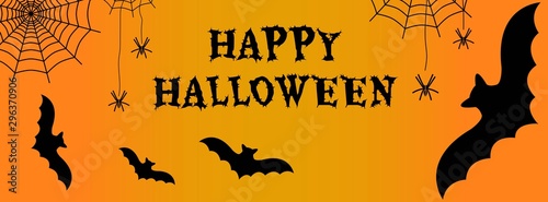 Happy Halloween Holiday yellow text background, card, banner, poster