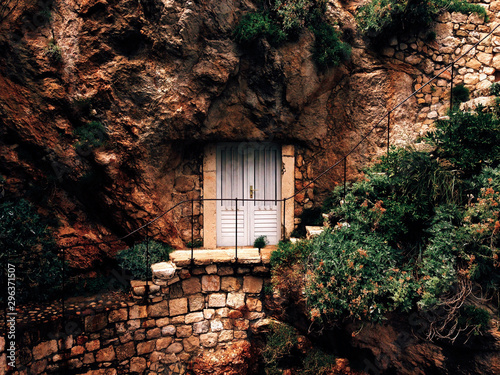 Doors of house built in rocks, Croatia