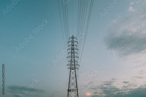 Low angle view of electricity grid