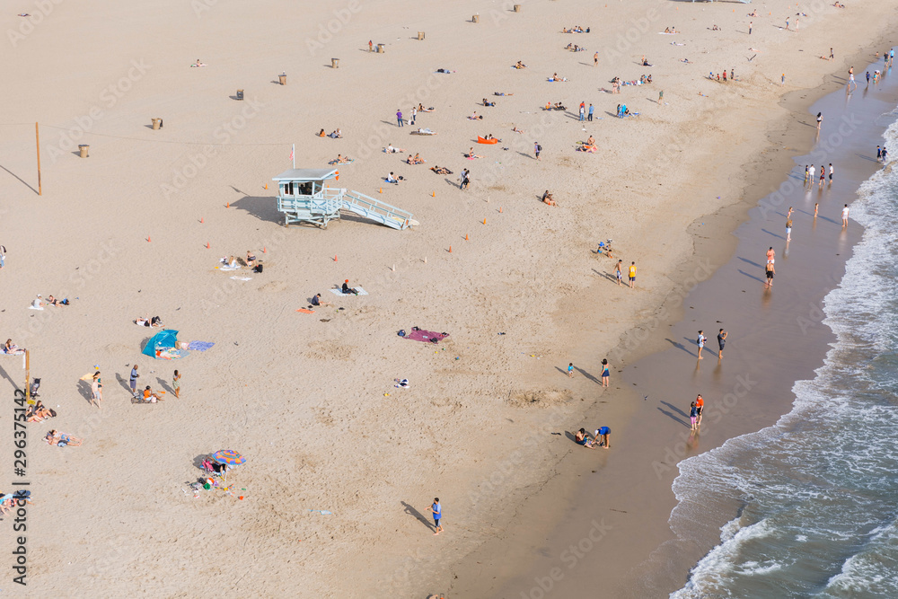 Aerial view of people enjoying beach Aerial view of people enjoying beach