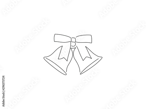 Christmas bells isolated line drawing, vector illustration design. Christmas collection.