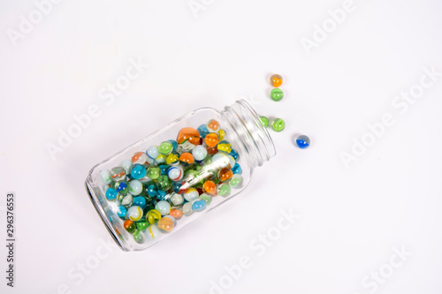 Marbles on a white background