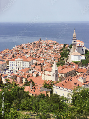 Panoramic view of Piran in Slovenia