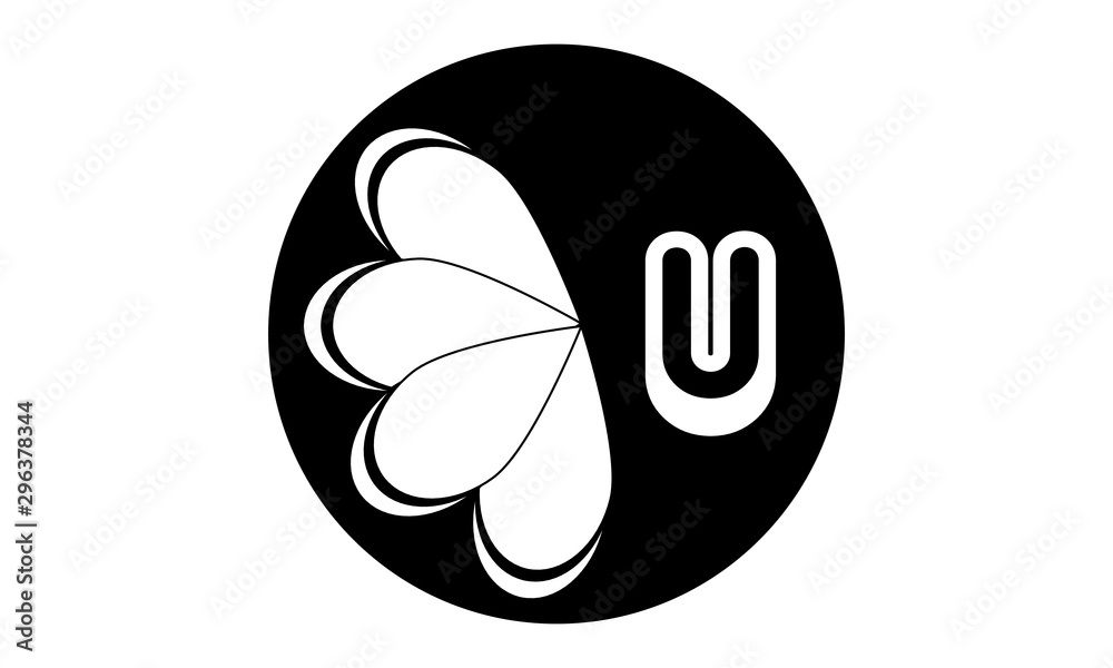 Design of floral, stylish, vector logo with letter. Monogram in black and white. Design of floral, stylish, vector logo with letter. Monogram in black and white.