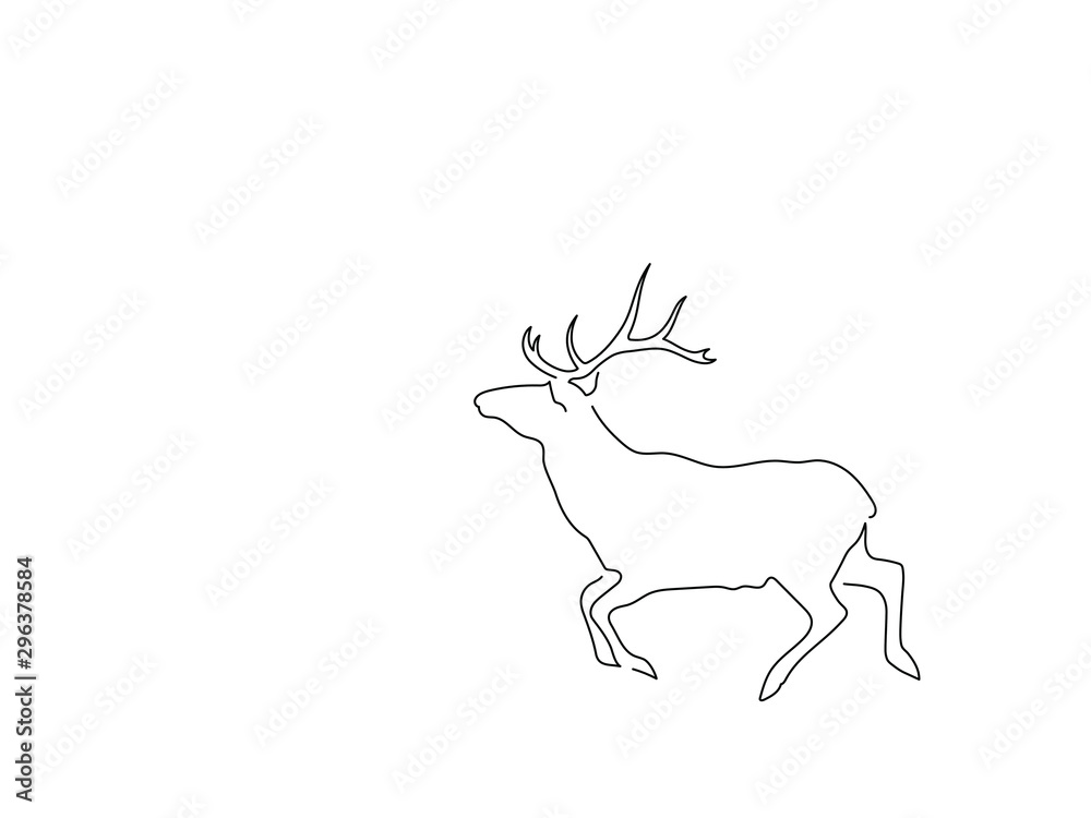 Reindeer isolated line drawing, vector illustration design. Christmas collection.