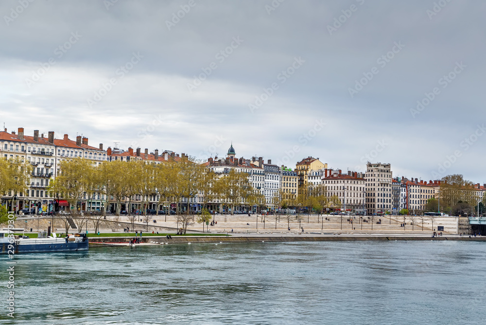 Rhone river in Lyon, France
