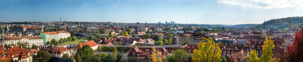 Panorama wide of the city of Prague