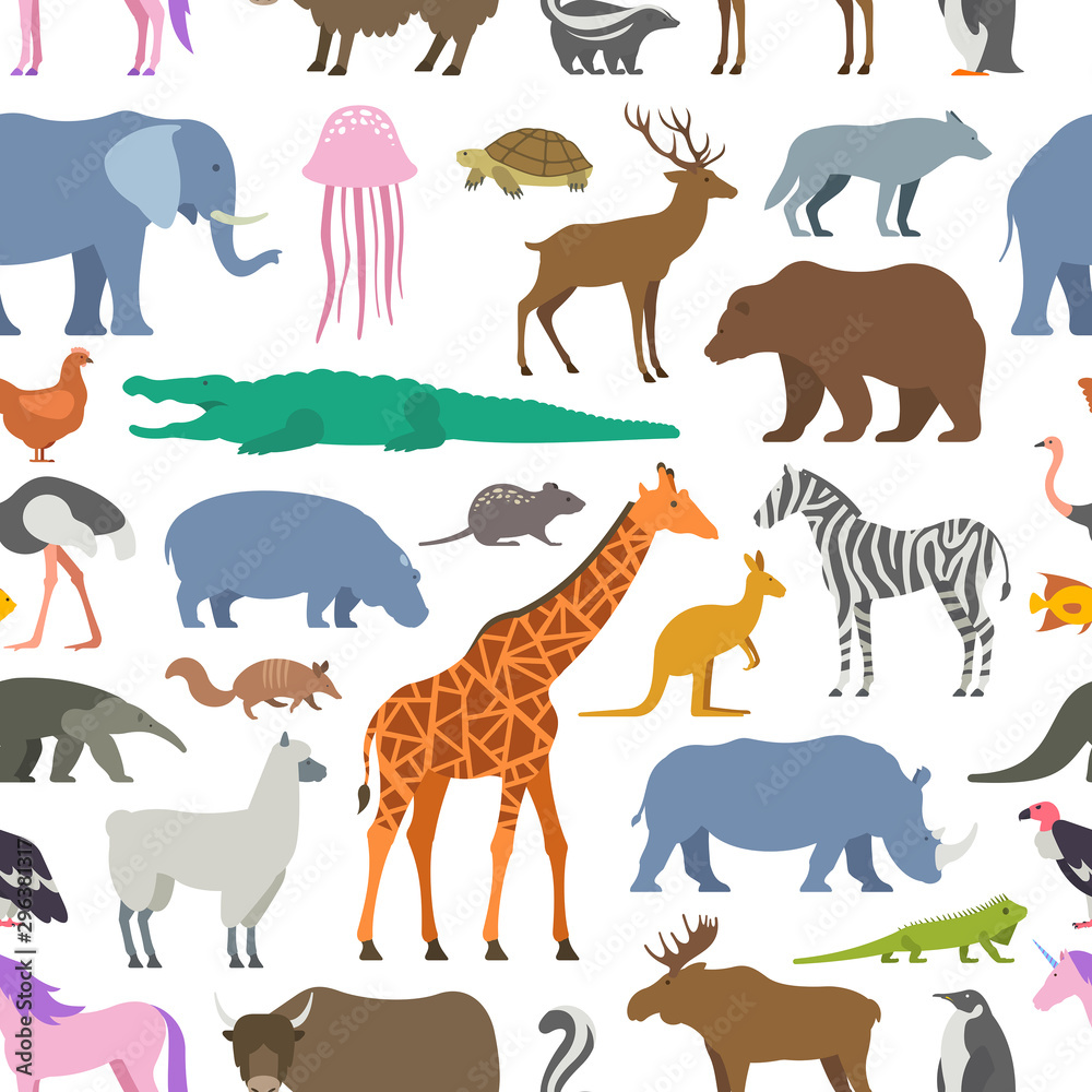 Seamless pattern with Animal, Zoo. isolated on white background