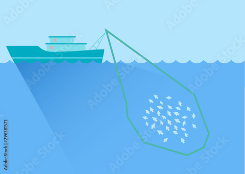 Illustrate of fishing boat lure click bait.