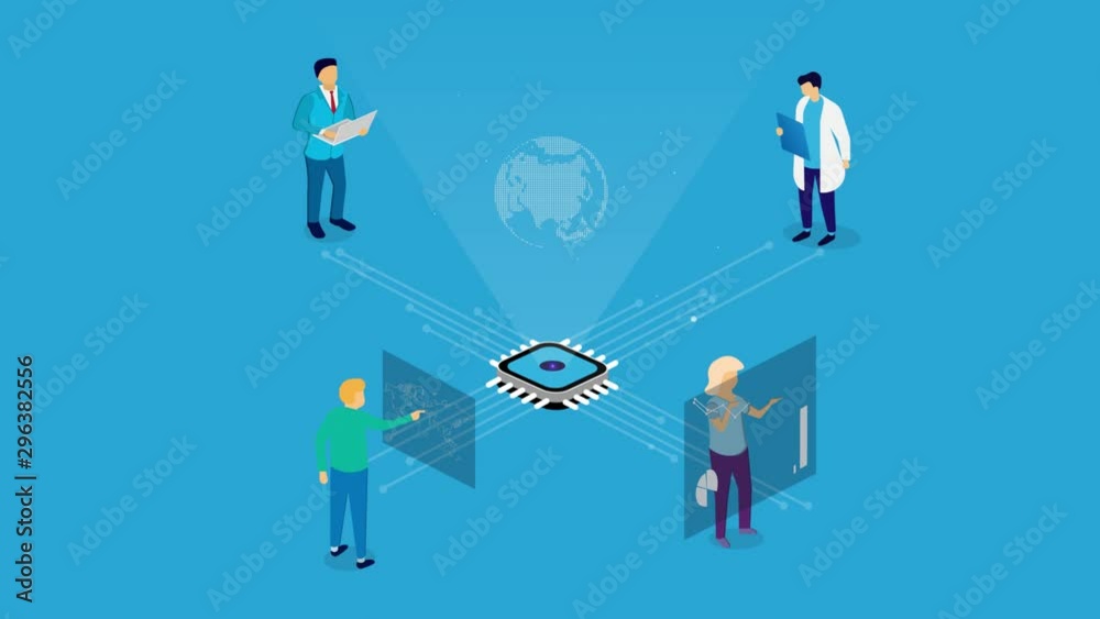 Animation laboratory of high technologies. Virtual reality research, video with alpha channel enabled. Cartoon Animation laboratory of high technologies. Virtual reality research, video with alpha channel enabled. Cartoon