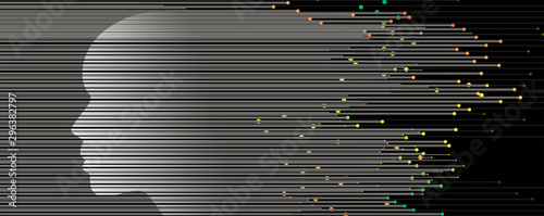 Quantum processing. Deep learning artificial intelligence. Future new technology  for business or science presentation