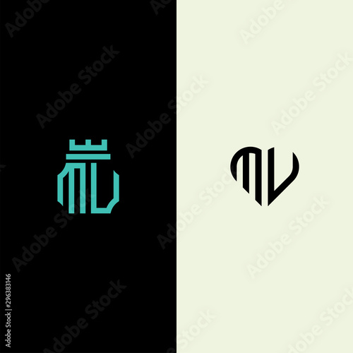 MV Logo Set modern graphic design, Inspirational logo design for all companies. -Vectors
