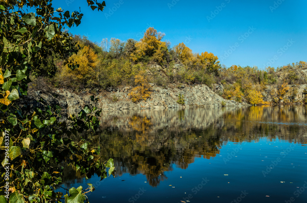 Old abandoned quarry. Autumn in New England, USA Old abandoned quarry. Autumn in New England, USA