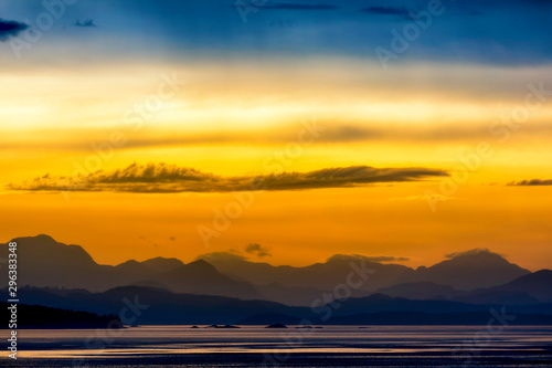 Silhouetted Mountains at Sunset at Coastline