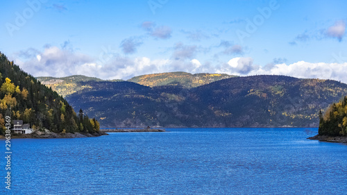 The Saint-Laurent gulf in Canada, beautiful landscape in autumn in a fjord