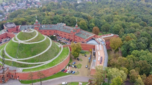 Aerial view of krakow historic Kościuszko Mound, poland