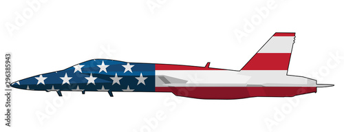 FA-18 Super Hornet American Flag Military Fighter Jet Airplane Isolated Vector Illustration photo