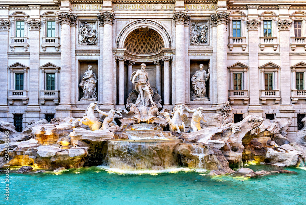 View of famous Fontana de Trevi fountain in Rome, Italy.