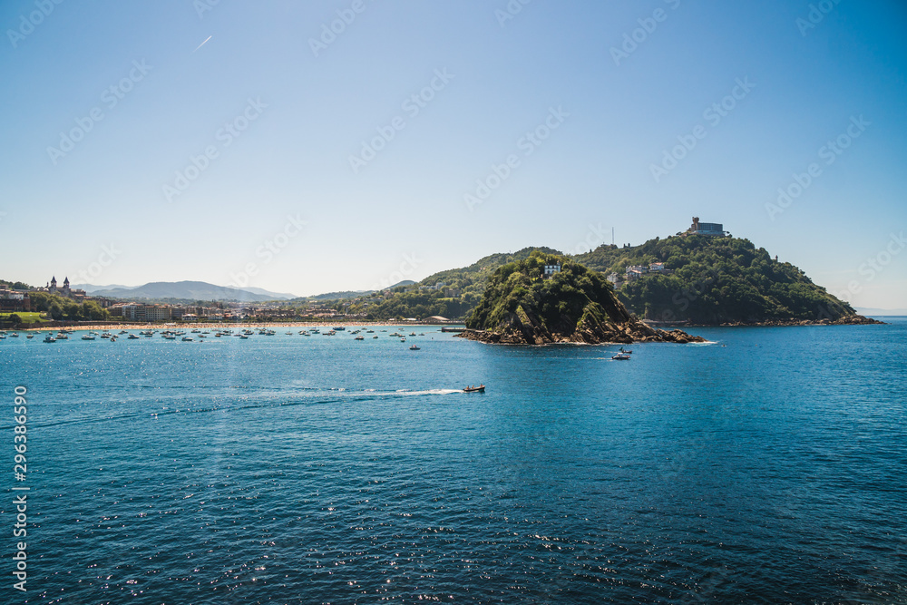 Scenic view of San Sebastian on a sunny day of summer, in Basque Country. One of the most touristic destinations in Spain