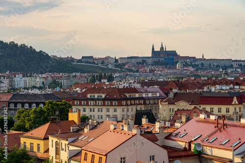 Aerial view of Prague Czech Republic from Vysehrad.