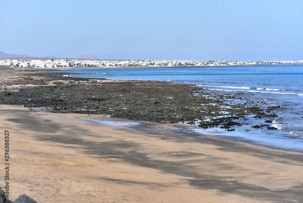 View of the Playa Honda Beach in Lanzarote, Canary Islands, Spain