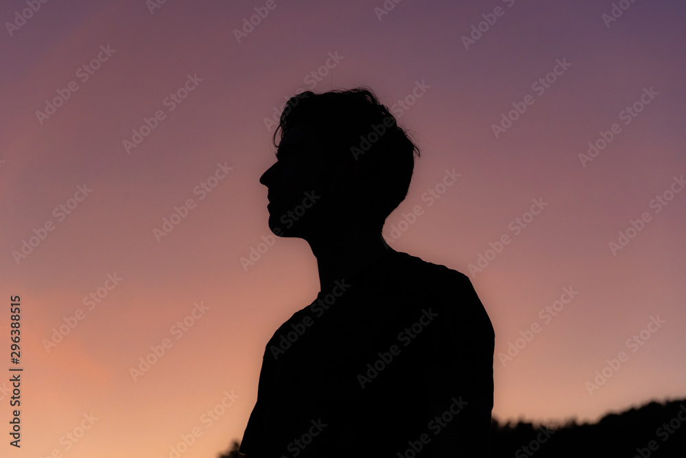 Silhouette of man at sunrise Silhouette of man at sunrise