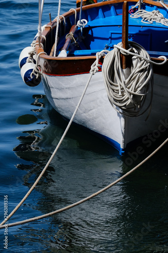 Boat moored in lake