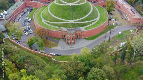 Aerial view of krakow historic Kościuszko Mound, poland
