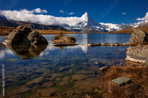 Reflection of the Matterhorn in Stellisee lake