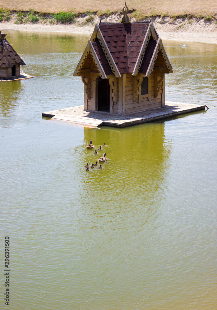 Water house for ducks and swans - in the park, waterfowl
