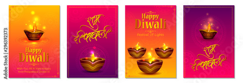 Happy Diwali light festival of India greeting banner background for Sale and Promotion advertisement in vector photo