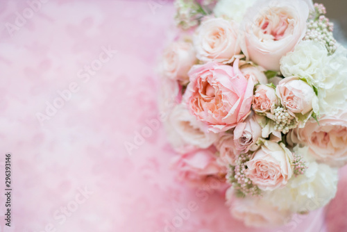 delicate pink bouquet on a light pink background. Valentine's day. Postcard. Background. Valentine's day. Postcard. Background. Marriage proposal. engagement 