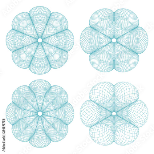 Guilloche elements, the pattern for protection of securities, certificates, diplomas.