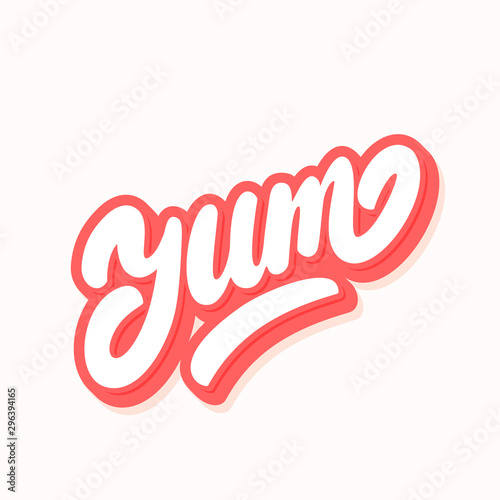 Yum. Yummy word. Vector lettering.