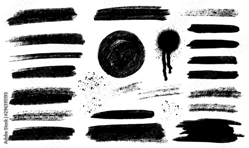 Brush strokes templates, vector grunge paintbrush set