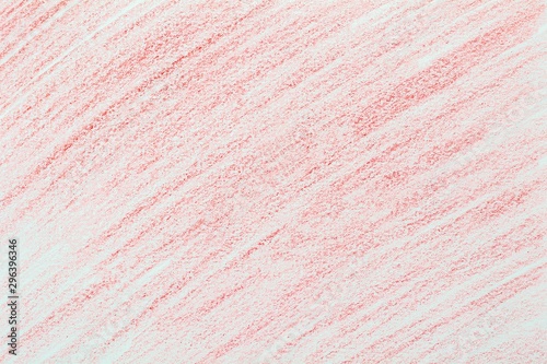 red stroke crayon drawing sketch on white paper background.