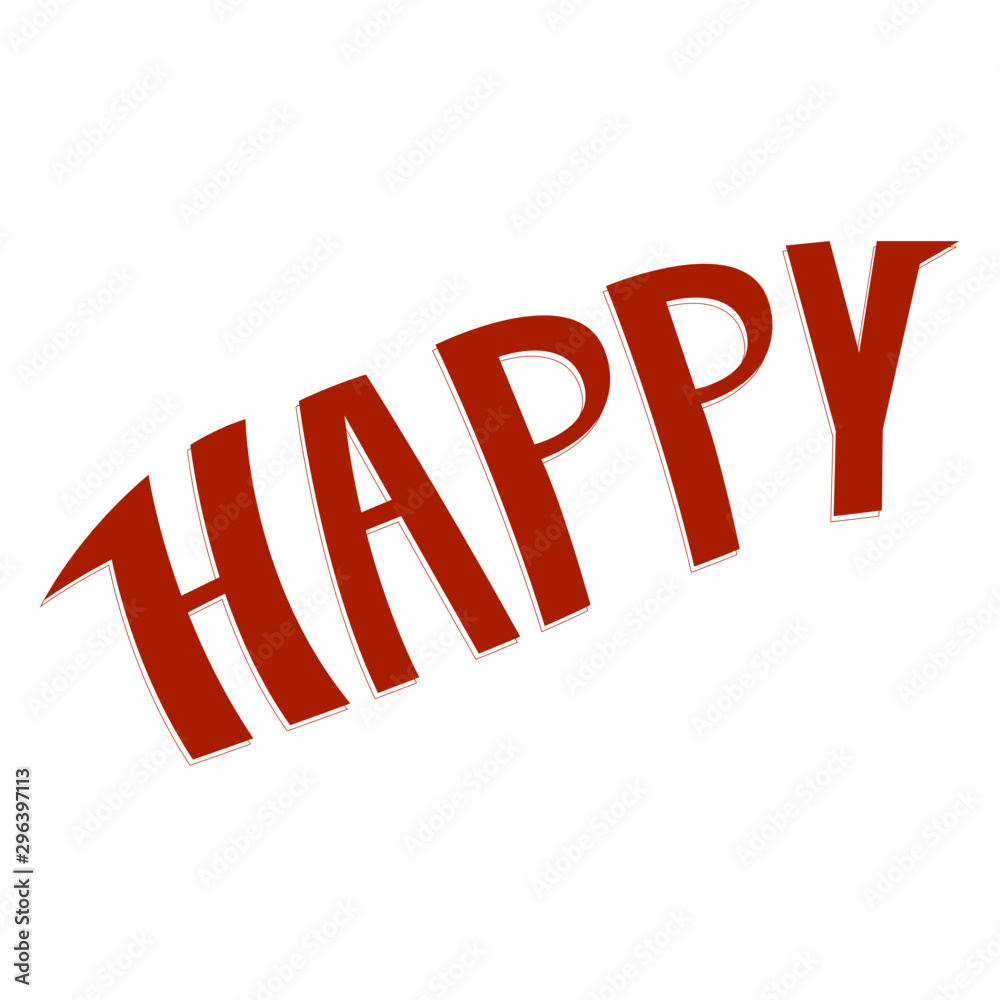 happy lettering vector illustration isolated