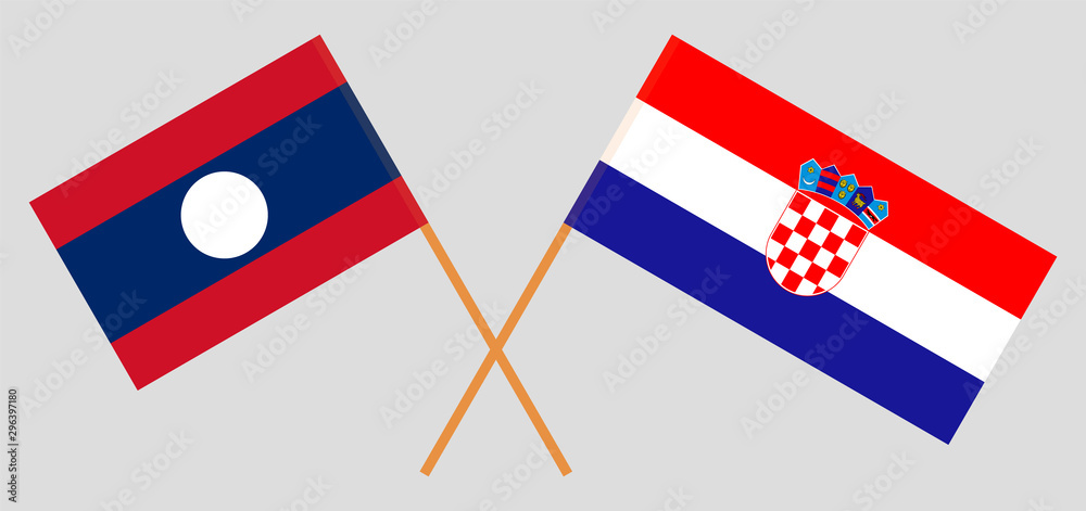 Laos and Croatia. Laotian and Croatian flags